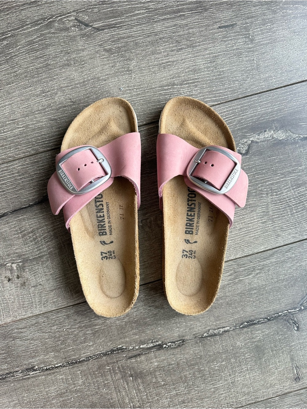 Birkenstock Madrid Pink Nubuck Single-Buckle Slide Sandals